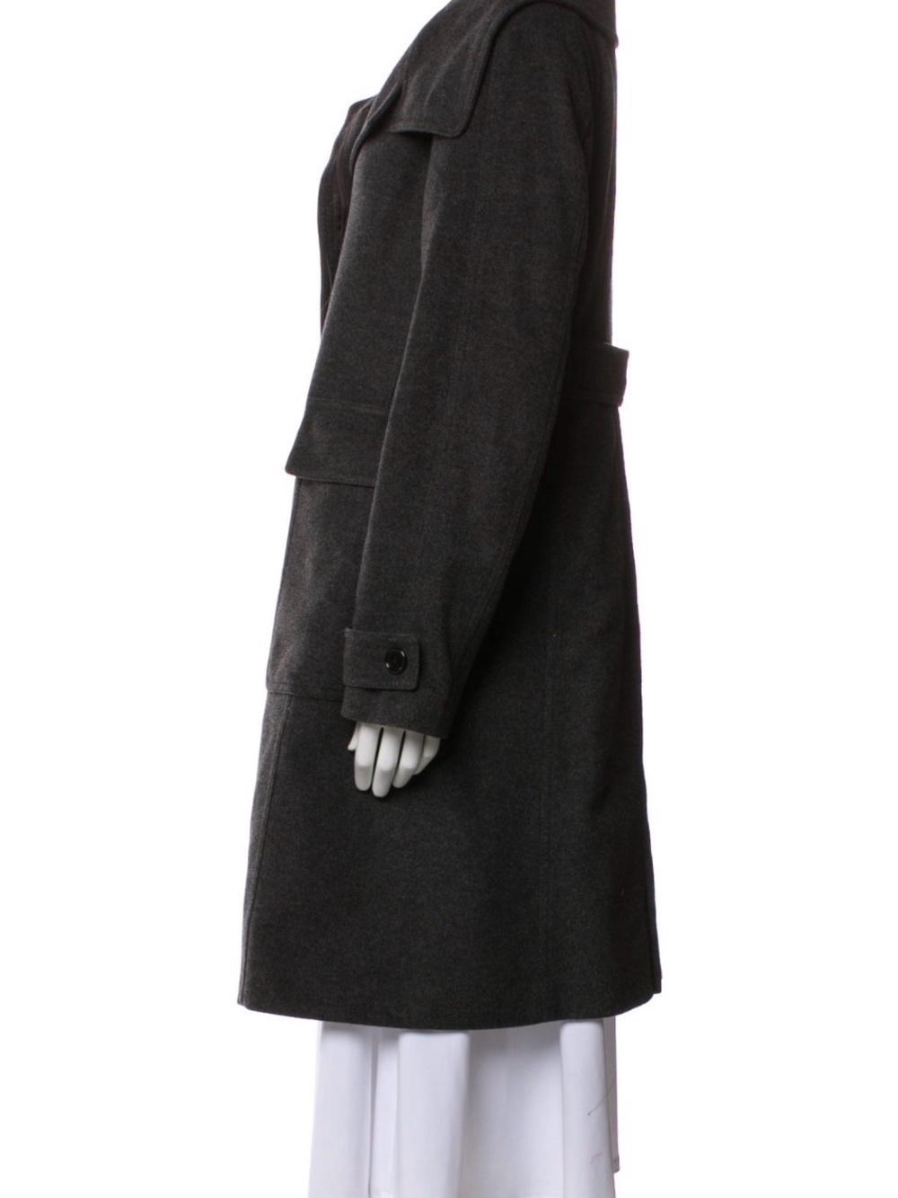 Burberry Womens Dark Gray Wool Blend Long Coat - Classic Collar - Picture 2 of 8